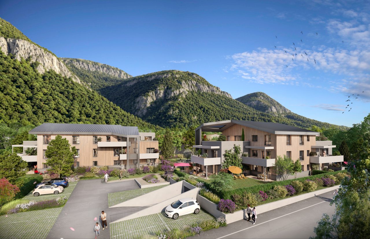 Perspective montrant une résidence telle qu'elle sera construire