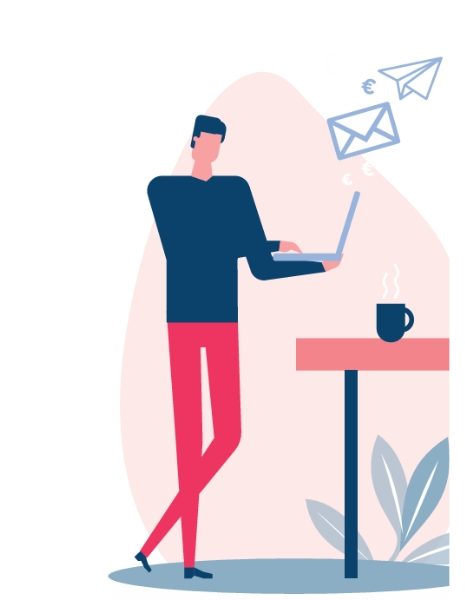 Illustration d'un Personnage Devant Un Ordinateur